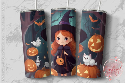 Cute Halloween Witch Tumbler wrap Sublimation Luvleigh Digitals 