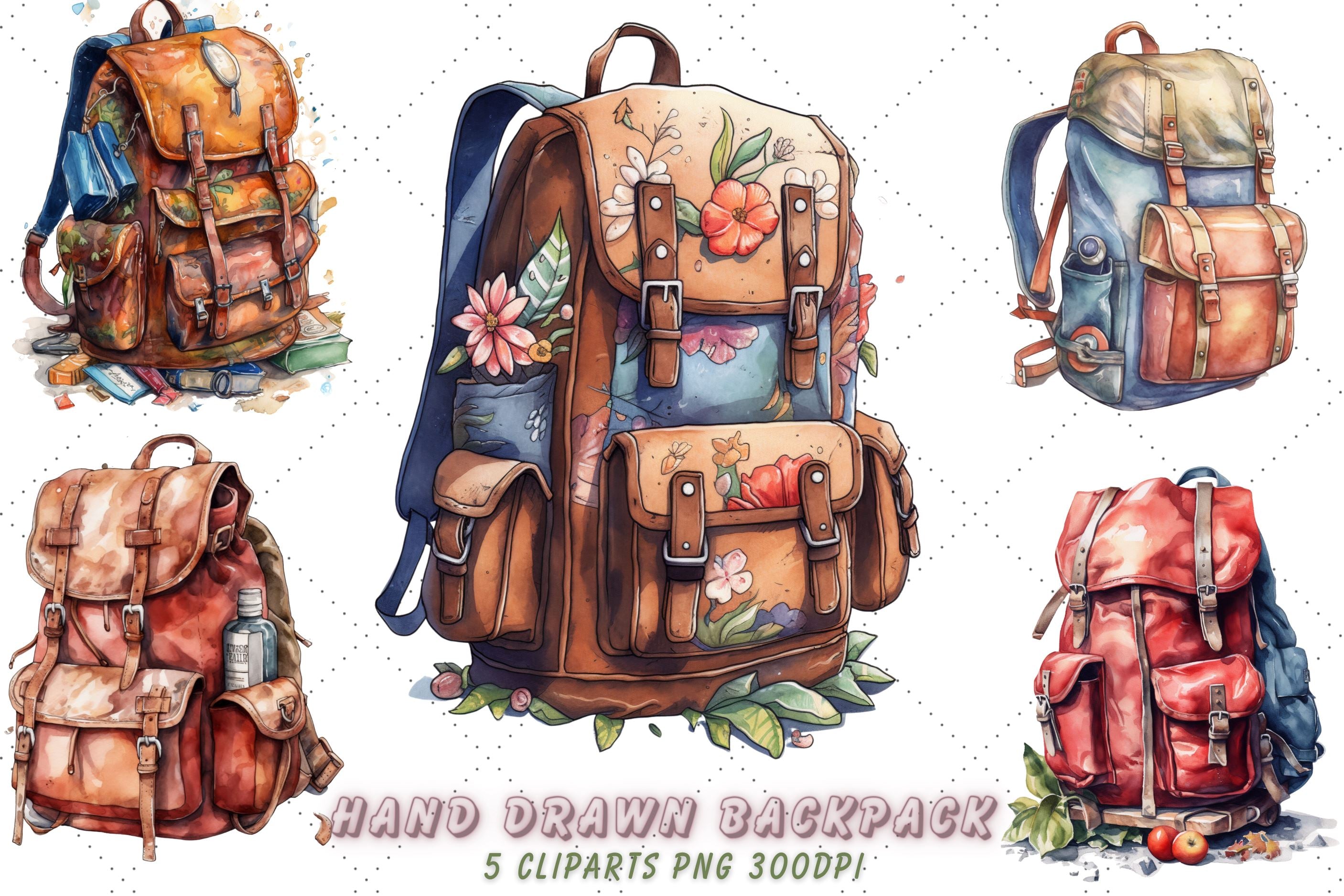 Watercolor Backpack Clipart Bundle Graphic by craftsmaker · Creative Fabrica