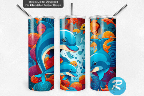 Cute Happy Baby Dolphin 20 oz / 30 oz Tumbler PNG Sublimation Regulrcrative 
