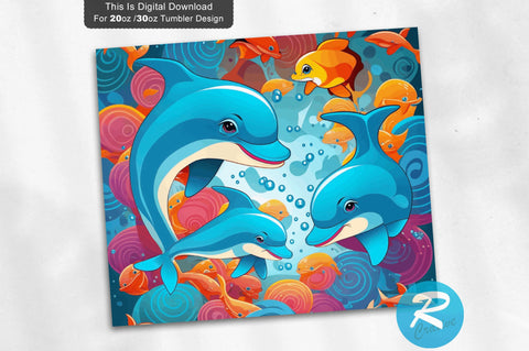 Cute Happy Baby Dolphin 20 oz / 30 oz Tumbler PNG Sublimation Regulrcrative 