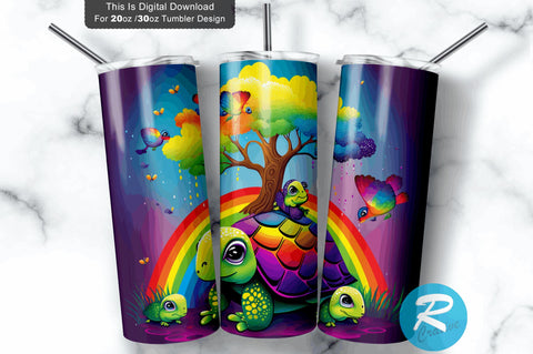 Cute Happy Baby Turtles 20 oz / 30 oz Tumbler PNG Sublimation Regulrcrative 