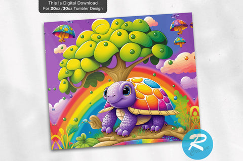 Cute Happy Baby Turtles Rainbow color 20 oz / 30 oz Tumbler PNG Sublimation Regulrcrative 