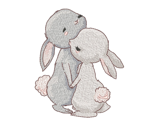 Cute Hares Embroidery Design, Valentine Embroidery File, 3 sizes Embroidery/Applique DESIGNS Nino Nadaraia 