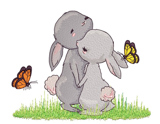 Cute Hares Machine Embroidery Design, 3 sizes, Instant Download Embroidery/Applique DESIGNS Nino Nadaraia 