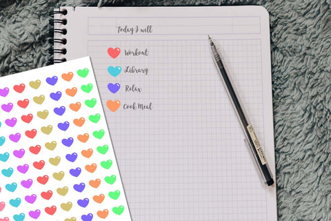 PRINTED Round Heart Color Coding Small Bullet Journal Stickers