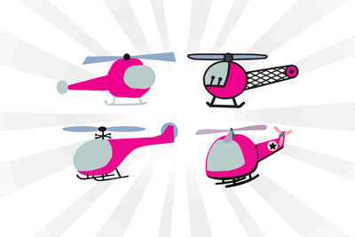 Cute Helicopter Set Vector SVG Johan Ru designs 
