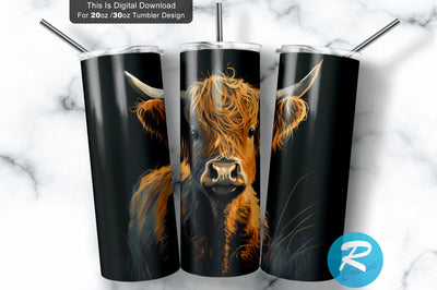 Cute Highland Cow 20 oz / 30 oz Skinny Tumbler Sublimation Regulrcrative 