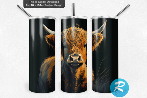 Cute Highland Cow 20 oz / 30 oz Skinny Tumbler Sublimation Regulrcrative 