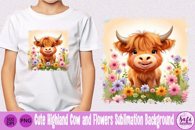 Cute Highland Cow Sublimation Background Sublimation Safi Design 