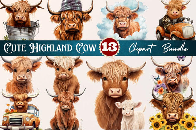Cute Highland Cow Sublimation Clipart Sublimation Regulrcrative 