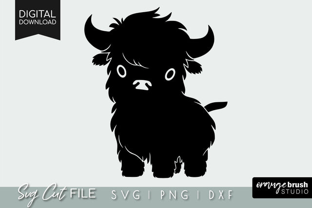 Cute Highland Cow SVG File For Cricut Baby Cow SVG OrangeBrushStudio 