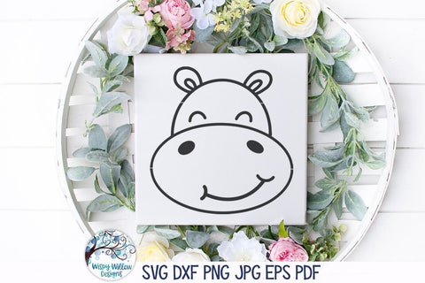 Cute Hippo Face SVG SVG Wispy Willow Designs 