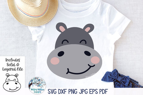 Cute Hippo Face SVG SVG Wispy Willow Designs 