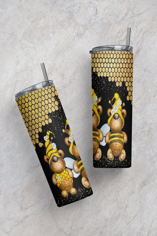Cute Honey Bear Bees Tumbler Sublimation Design, Honey Bees 20 oz Skinny Tumbler Png Digital Download, Bees Tumbler Wrap, Bears Lovers Gift Sublimation CaldwellArt 