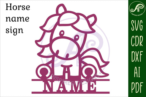 Cute Horse Name sign svg laser cut template, door or wall SVG APInspireddesigns 