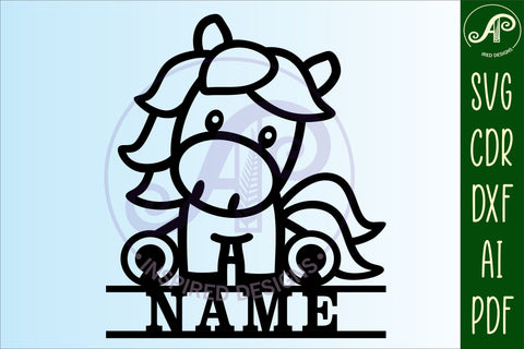 Cute Horse Name sign svg laser cut template, door or wall SVG APInspireddesigns 