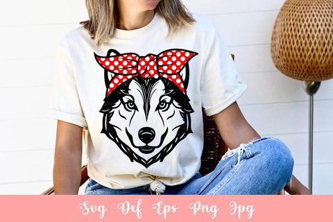 Cute Husky Dog With Bandana Animal Pet SVG File, Shirt SVG Free For Commercial Use SVG Sintegra 