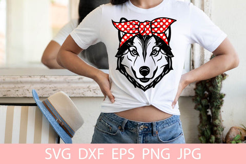 Cute Husky Dog With Bandana Animal Pet SVG File, Shirt SVG Free For Commercial Use SVG Sintegra 