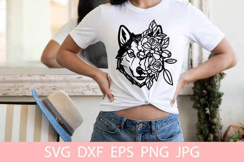 Cute Husky Dog With Flowers Animal Pet SVG File, Shirt SVG Free For Commercial Use SVG Sintegra 