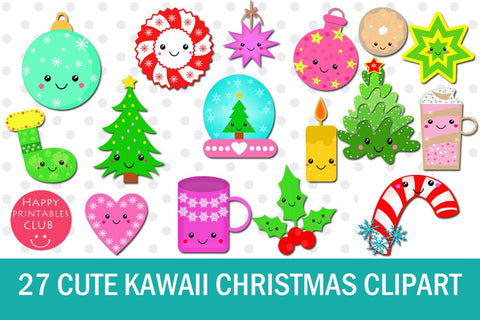 Cute Kawaii Christmas Clipart- Kawaii Christmas Clipart Graphics Cute SVG Happy Printables Club 