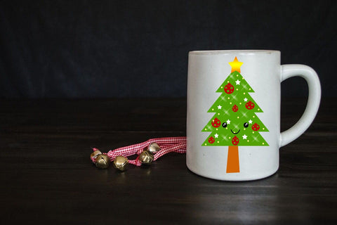 Cute Kawaii Christmas Trees Clipart- Xmas Trees Clipart SVG Happy Printables Club 