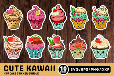 Cute Kawaii Cupcakes SVG Bundle SVG Regulrcrative 