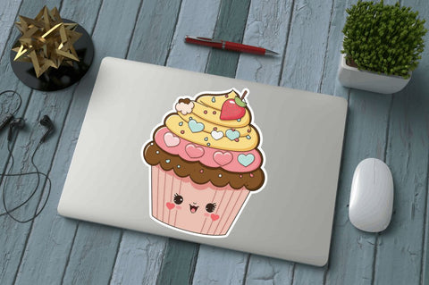 Cute Kawaii Cupcakes Valentine Stickers Bundle Sublimation Regulrcrative 