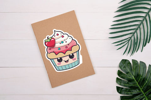 Cute Kawaii Cupcakes Valentine Stickers Bundle Sublimation Regulrcrative 