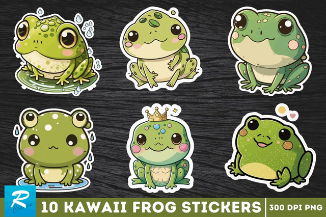 Cute Kawaii Frog Stickers Bundle Sublimation Regulrcrative 