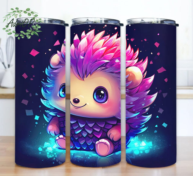 Cute Kawaii Hedgehog 20oz Skinny Tumbler Png, Noen Hedgehog Tumbler, Hedgehog Animal Tumbler, Hedgehog Tumbler, Rainbow Hedgehog Png Sublimation AdriOP 