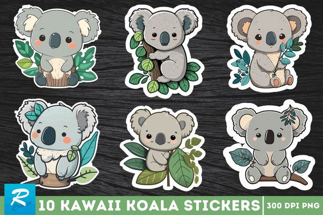 Cute Kawaii Koala Stickers Bundle Sublimation Regulrcrative 