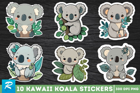 Cute Kawaii Koala Stickers Bundle Sublimation Regulrcrative 