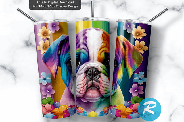 Cute Kid Baby Bulldog 20 oz / 30 oz Tumbler PNG Sublimation Regulrcrative 
