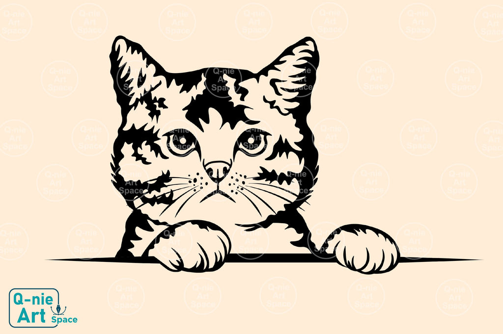 Cute Kitten Playing Butterfly Svg, Peeking Cat Svg, Curious Pet Vector ...