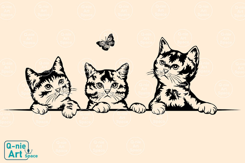 Cute Kitten Playing Butterfly Svg, Peeking Cat Svg, Curious Pet Vector ...