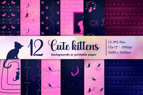 Cute kittens background or printable digital paper. Sublimation Arts By Naty 
