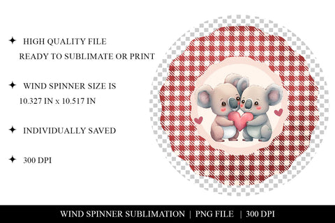Cute Koala Bears Wind Spinner Sublimation Design Sublimation BijouBay 