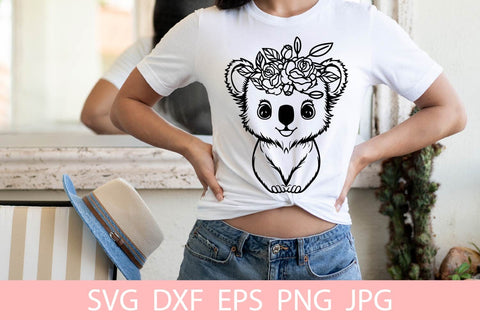 Cute Koala With Flowers SVG File Free For Commercial Use SVG Sintegra 