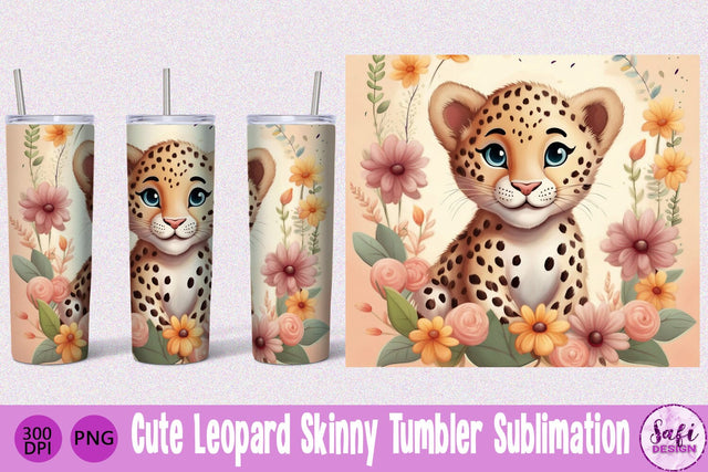 Cute Leopard Skinny Tumbler Sublimation Sublimation Safi Design 