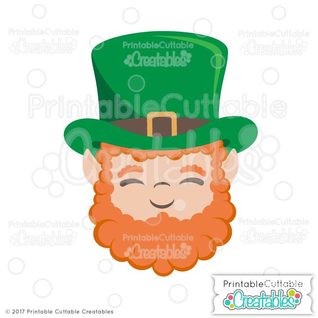 Cute Leprechaun Face SVG Printable Cuttable Creatables 