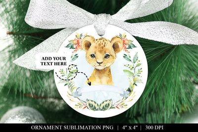 Cute Lion Boy Birth Announcement Round Sublimation PNG Sublimation BijouBay 