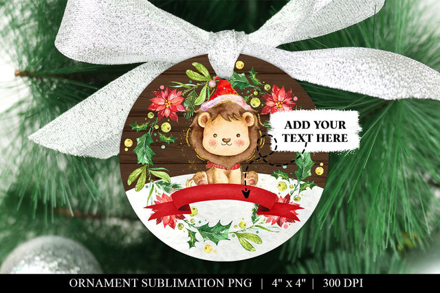 Cute Lion Kids Christmas Ornament Sublimation PNG Sublimation BijouBay 
