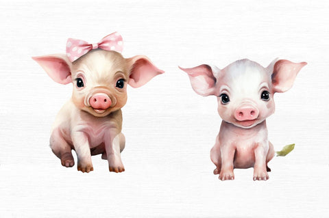 Cute Little Pig Watercolor Clipart Sublimation Regulrcrative 