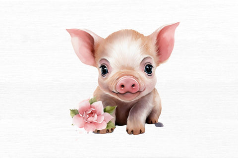 Cute Little Pig Watercolor Clipart Sublimation Regulrcrative 