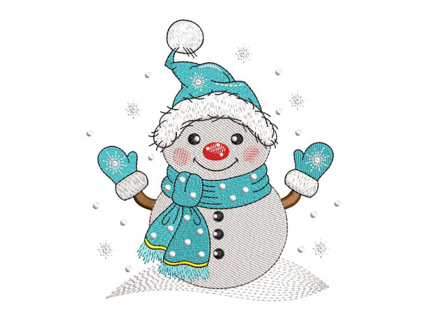 Cute Little Snowman Embroidery Design, Christmas Embroidery File, 3 sizes, Instant download Embroidery/Applique DESIGNS Nino Nadaraia 