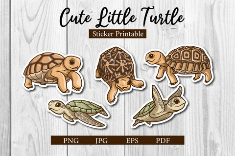 Cute Little Turtle sticker Clipart, Printable sticker SVG dadan_pm 