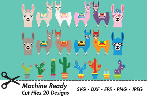 Cute Llama And Cacti Bundle | Farm SVG SVG Captain Creative 