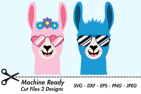 Cute Llama Faces With Shades | Farm SVG SVG Captain Creative 