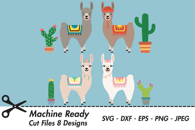 Cute Llamas With Cacti | Farm SVG SVG Captain Creative 