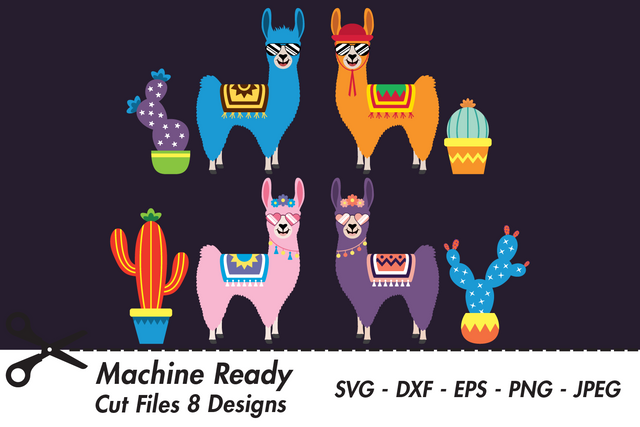 Cute Llamas With Shades And Cacti | Farm SVG SVG Captain Creative 